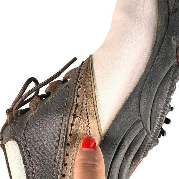 FootJoy Golf Shoes‎ Mens Brown White Saddle Oxford DryJoys Spikes Size 9.5 - Picture 8 of 12